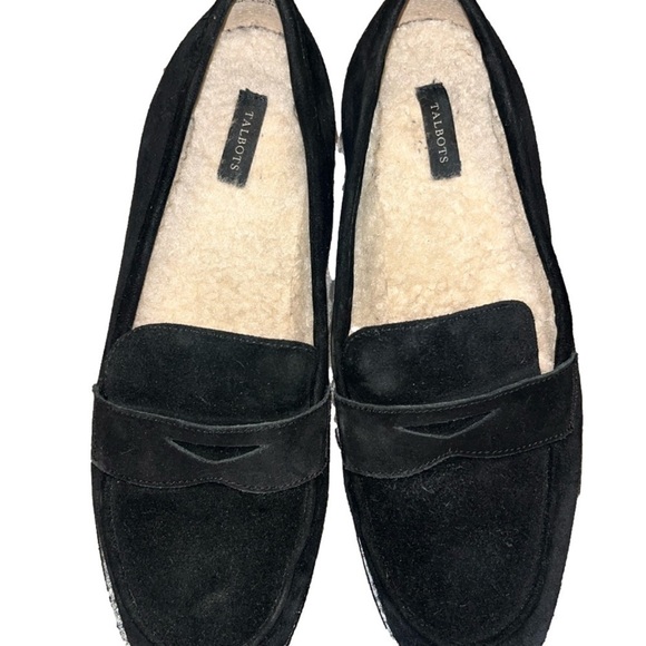𝅺Talbots Cassidy Black Suede Loafer Sherpa Lined, Size 8 - Picture 6 of 7